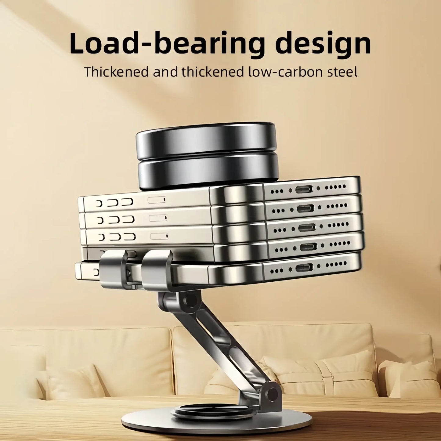Adjustable 360° Rotating Phone Stand - Metal Foldable Desktop Holder for Home, Office, and Travel - Durable Design and Excellent Gift Option