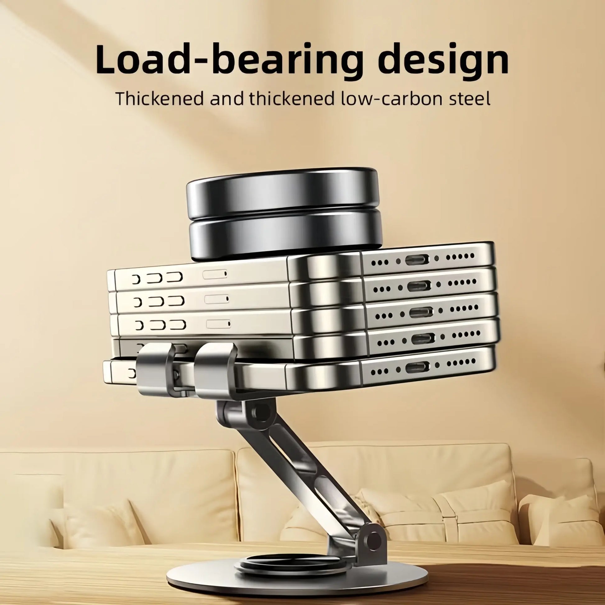Adjustable 360° Rotating Phone Stand - Metal Foldable Desktop Holder for Home, Office, and Travel - Durable Design and Excellent Gift Option