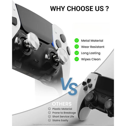Metal Thumbsticks and Paddles Replacement Kit for PS5 DualSense Edge Controller - Includes 6 Analog Joysticks and 4 Buttons