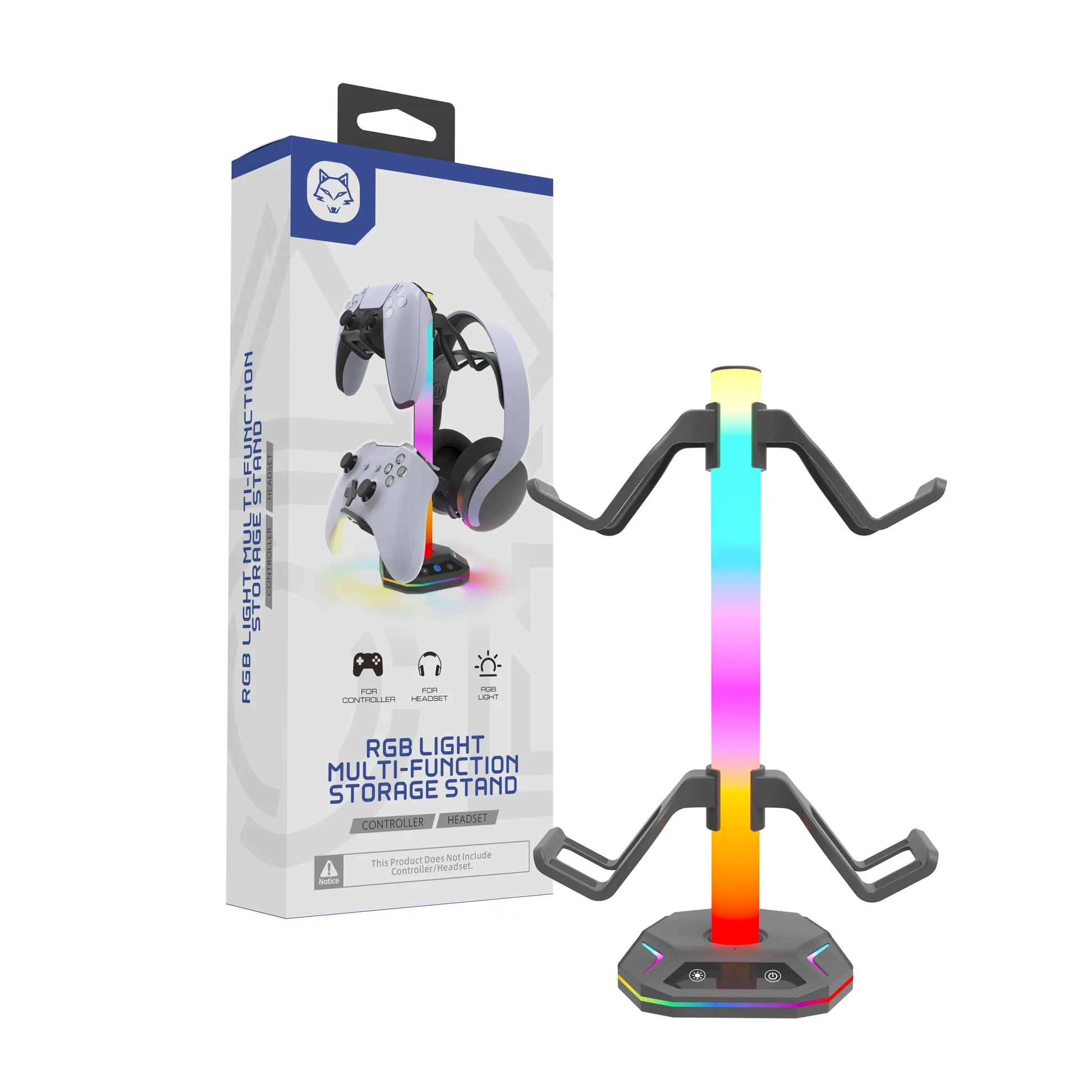 RGB Multi-Function Storage Stand for PS5/PS4 Controllers and Headsets – 4-in-1 Gaming Accessory Organizer with LED Lighting and Game Peripheral Holder