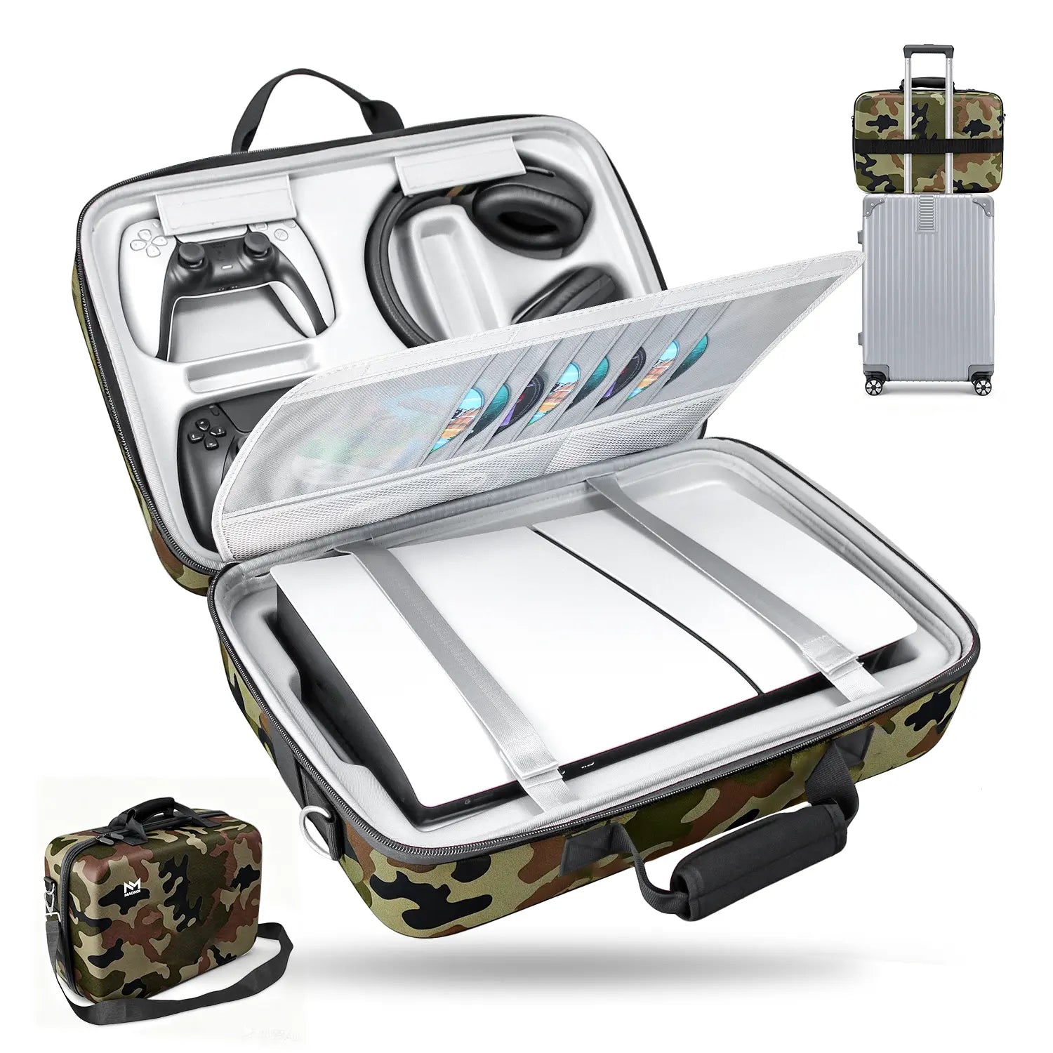 PS5 Hard Shell Carrying Case - Waterproof and Shockproof Travel Bag for PS5 Slim & Standard Consoles, Controllers, Headset, Game Discs, and Accessories - Ideal Gift for Gamers
