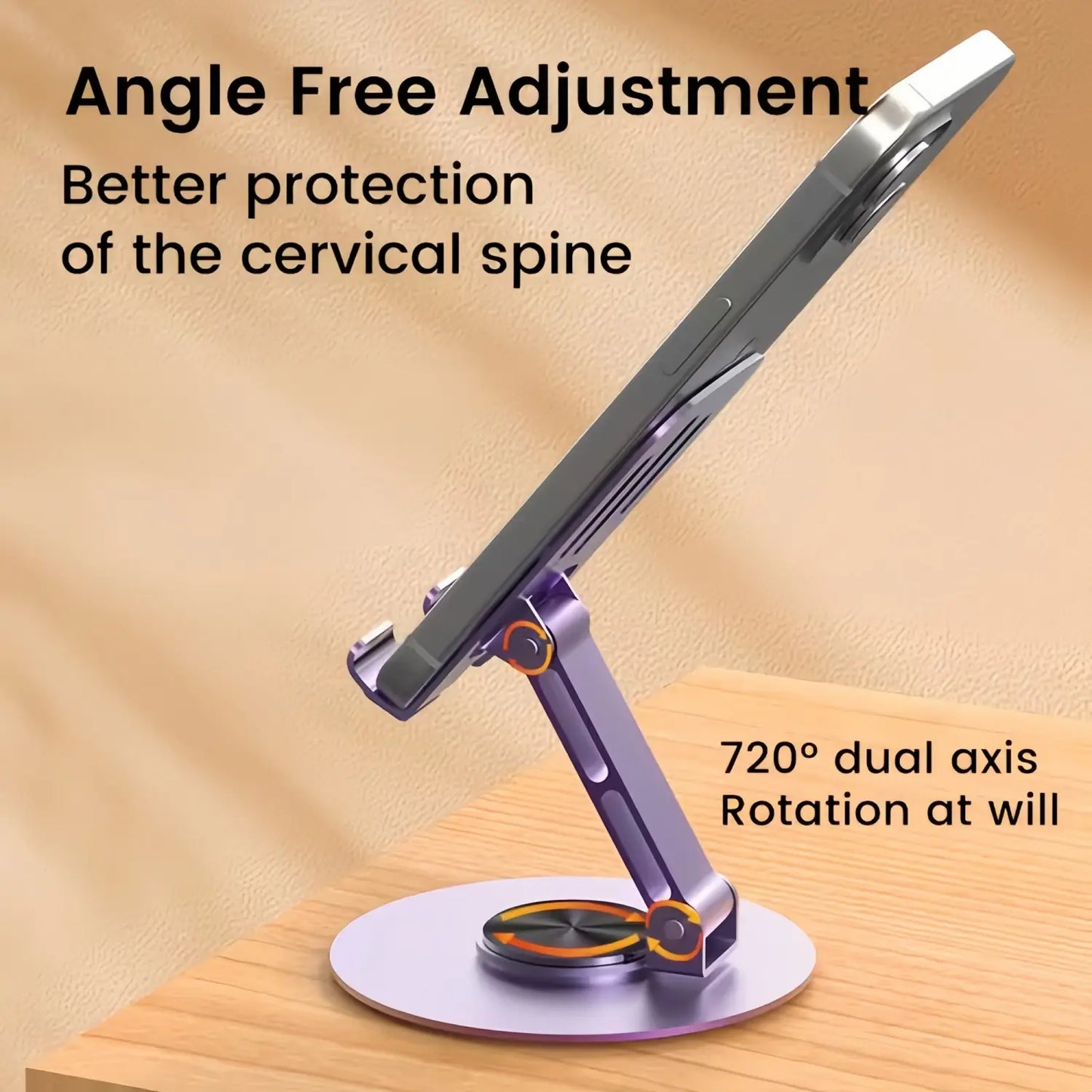 Adjustable 360° Rotating Phone Stand - Metal Foldable Desktop Holder for Home, Office, and Travel - Durable Design and Excellent Gift Option