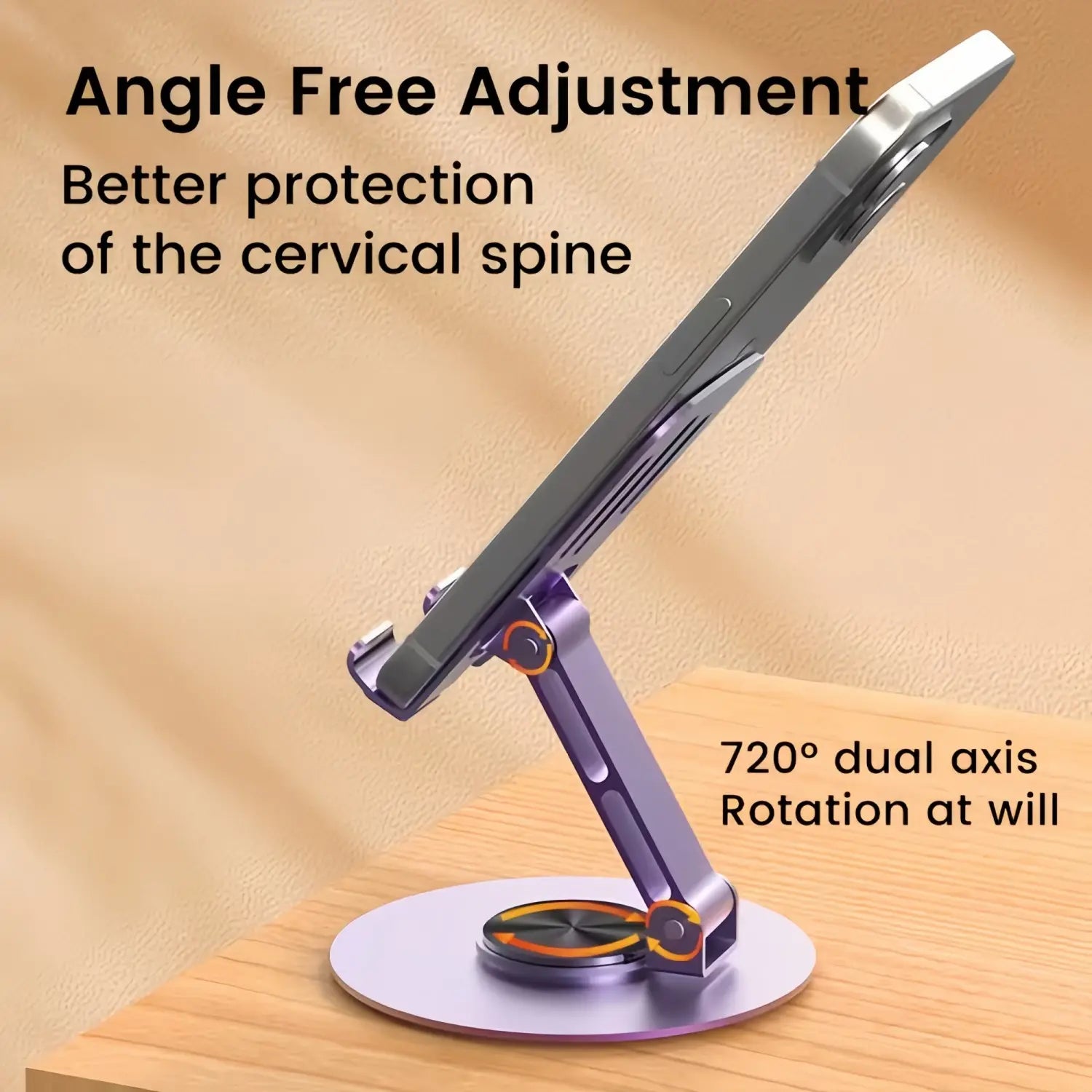 Adjustable 360° Rotating Phone Stand - Metal Foldable Desktop Holder for Home, Office, and Travel - Durable Design and Excellent Gift Option