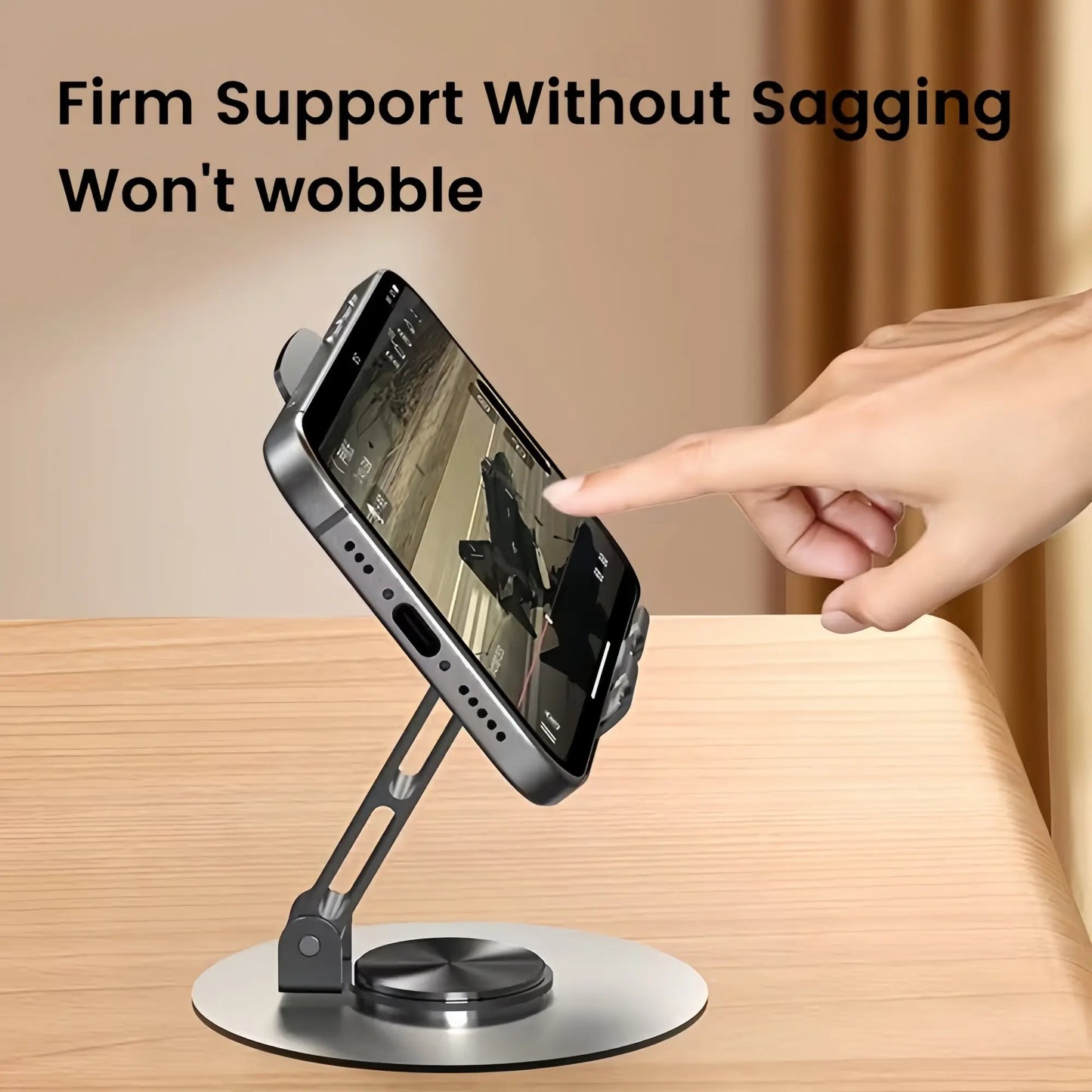 Adjustable 360° Rotating Phone Stand - Metal Foldable Desktop Holder for Home, Office, and Travel - Durable Design and Excellent Gift Option
