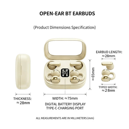 FLUFFDRIP Q10 Open-Ear Clip-On Wireless Earbuds - 2-Pair Pack with LED Digital Display Charging Case, Touch Controls, and Designed for Fitness & Running
