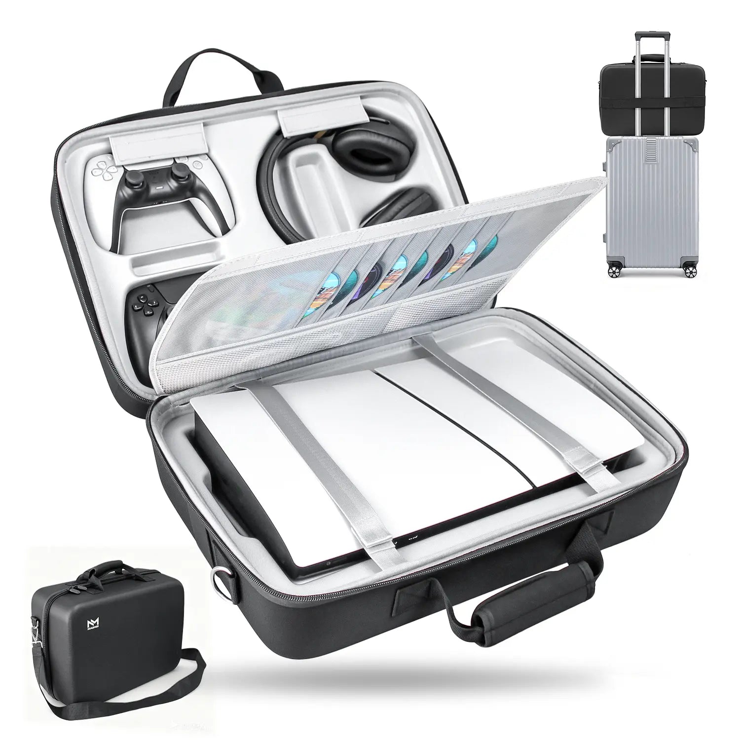 PS5 Hard Shell Carrying Case - Waterproof and Shockproof Travel Bag for PS5 Slim & Standard Consoles, Controllers, Headset, Game Discs, and Accessories - Ideal Gift for Gamers