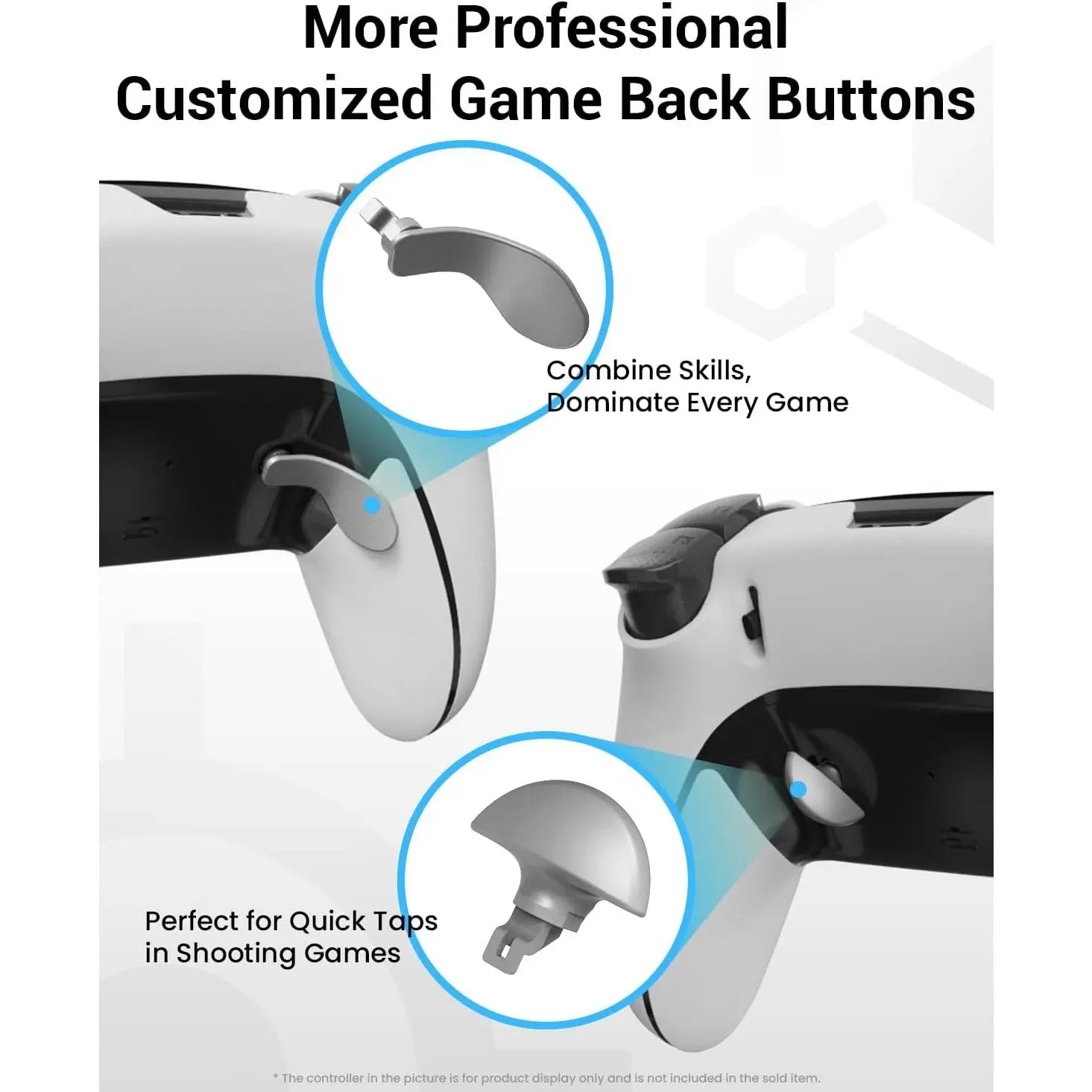 Metal Thumbsticks and Paddles Replacement Kit for PS5 DualSense Edge Controller - Includes 6 Analog Joysticks and 4 Buttons