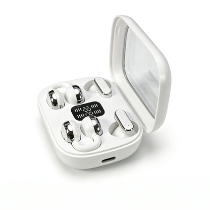 FLUFFDRIP Q10 Open-Ear Clip-On Wireless Earbuds - 2-Pair Pack with LED Digital Display Charging Case, Touch Controls, and Designed for Fitness & Running