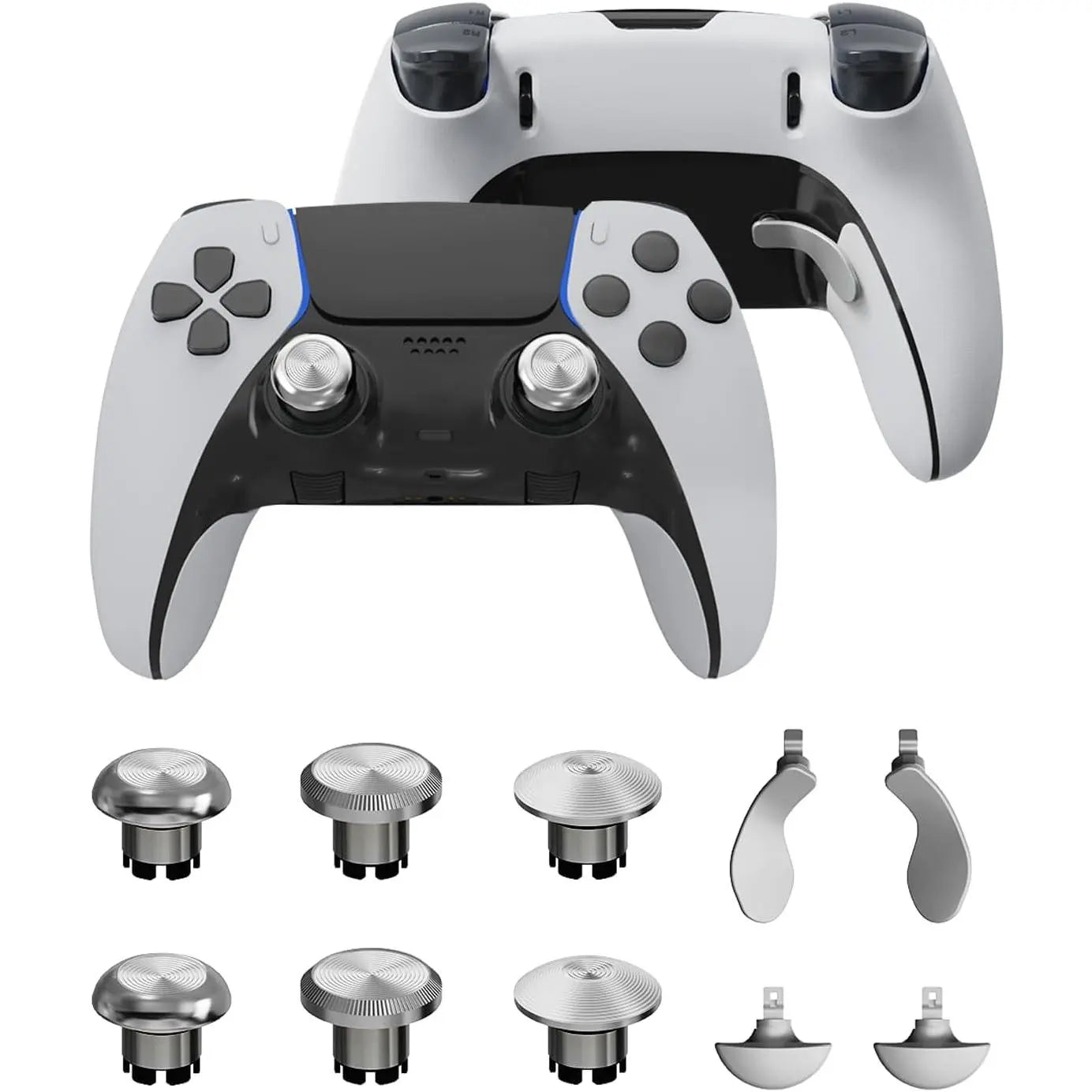 Metal Thumbsticks and Paddles Replacement Kit for PS5 DualSense Edge Controller - Includes 6 Analog Joysticks and 4 Buttons