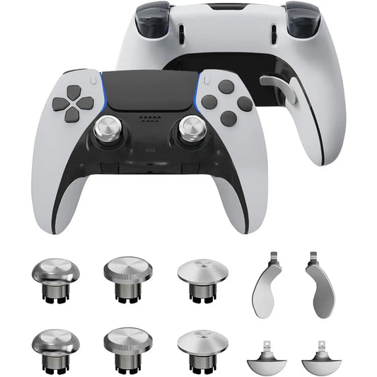 Metal Thumbsticks and Paddles Replacement Kit for PS5 DualSense Edge Controller - Includes 6 Analog Joysticks and 4 Buttons