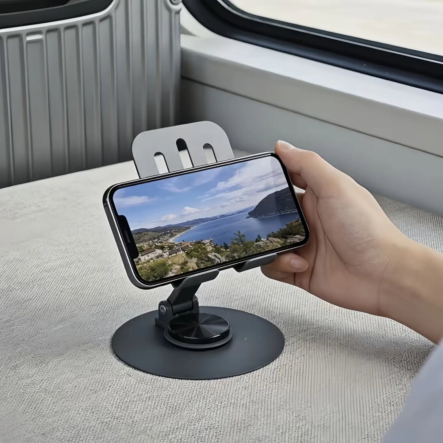 Adjustable 360° Rotating Phone Stand - Metal Foldable Desktop Holder for Home, Office, and Travel - Durable Design and Excellent Gift Option