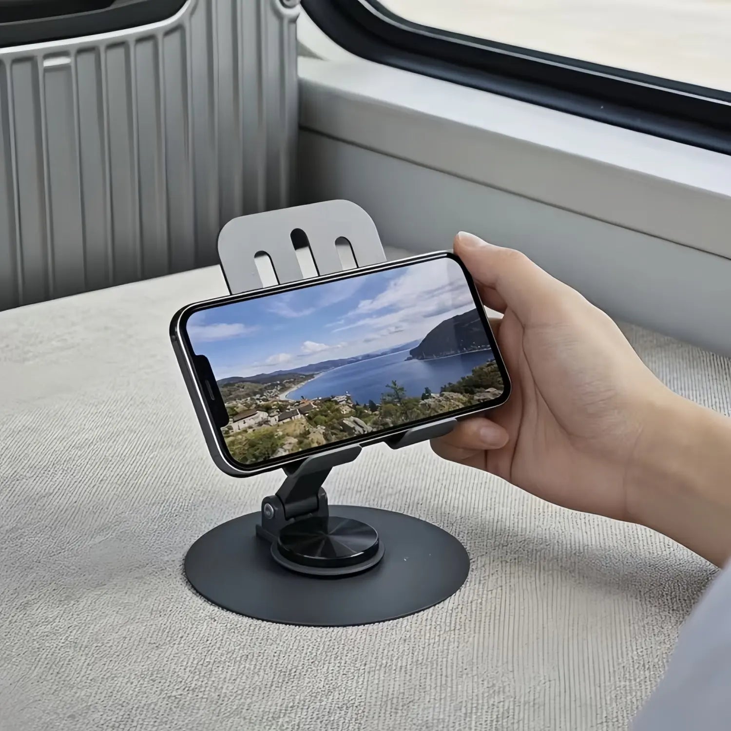 Adjustable 360° Rotating Phone Stand - Metal Foldable Desktop Holder for Home, Office, and Travel - Durable Design and Excellent Gift Option