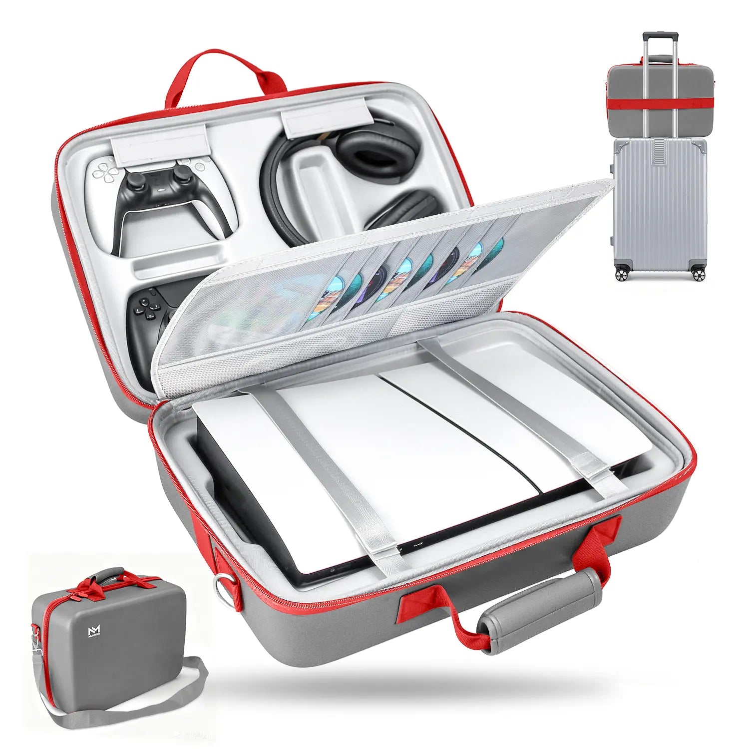 PS5 Hard Shell Carrying Case - Waterproof and Shockproof Travel Bag for PS5 Slim & Standard Consoles, Controllers, Headset, Game Discs, and Accessories - Ideal Gift for Gamers