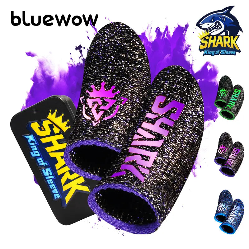 Bluewow Sharkking Silverfiber Mobile Gaming Finger Sleeves (20-Pack) - 0.3mm Ultra-Soft Thin Fabric, High-Sensitivity, Sweat-Proof, Compact Accessories for Smartphone Gamers