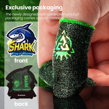 Bluewow Sharkking Silverfiber Mobile Gaming Finger Sleeves (20-Pack) - 0.3mm Ultra-Soft Thin Fabric, High-Sensitivity, Sweat-Proof, Compact Accessories for Smartphone Gamers