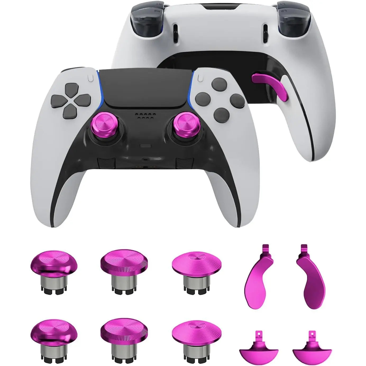 Metal Thumbsticks and Paddles Replacement Kit for PS5 DualSense Edge Controller - Includes 6 Analog Joysticks and 4 Buttons