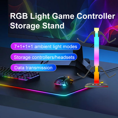 RGB Multi-Function Storage Stand for PS5/PS4 Controllers and Headsets – 4-in-1 Gaming Accessory Organizer with LED Lighting and Game Peripheral Holder