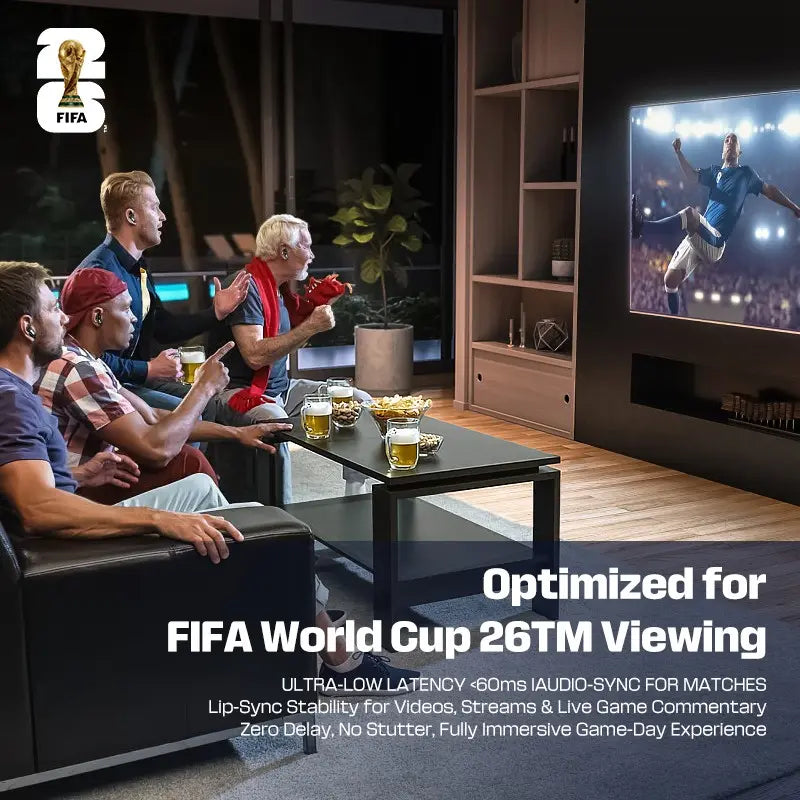 2026 FIFA High-Performance Wireless Bluetooth Earbuds with Real-Time Translation, 55-Hour Playtime, Ultra-Low Latency, IPX5 Waterproof Rating - Perfect for Football Enthusiasts and Live Match Streaming