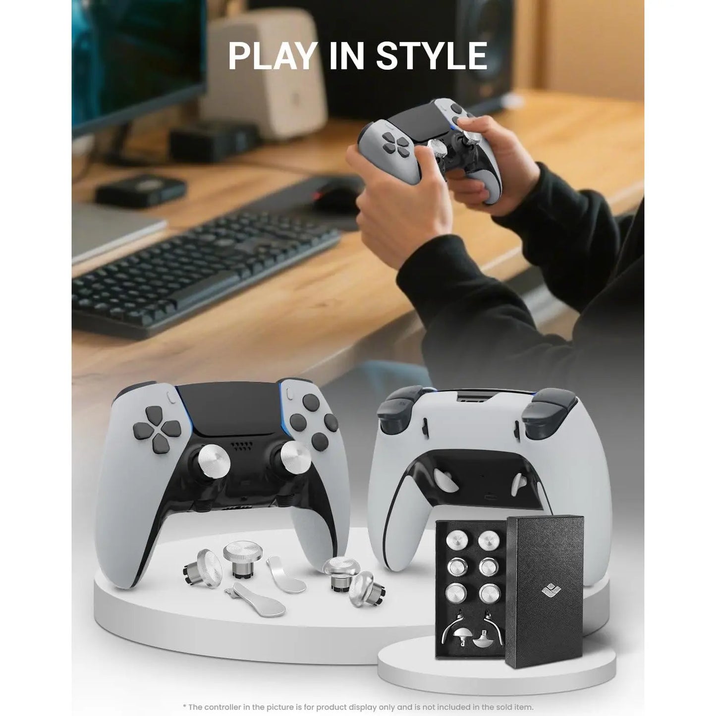 Metal Thumbsticks and Paddles Replacement Kit for PS5 DualSense Edge Controller - Includes 6 Analog Joysticks and 4 Buttons