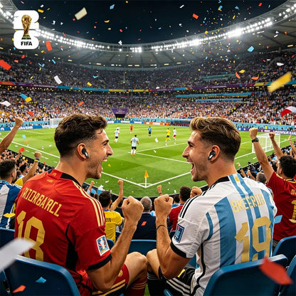 2026 FIFA High-Performance Wireless Bluetooth Earbuds with Real-Time Translation, 55-Hour Playtime, Ultra-Low Latency, IPX5 Waterproof Rating - Perfect for Football Enthusiasts and Live Match Streaming