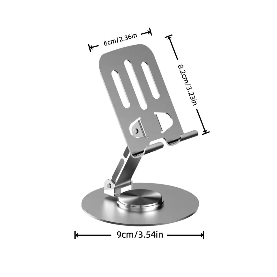 Adjustable 360° Rotating Phone Stand - Metal Foldable Desktop Holder for Home, Office, and Travel - Durable Design and Excellent Gift Option