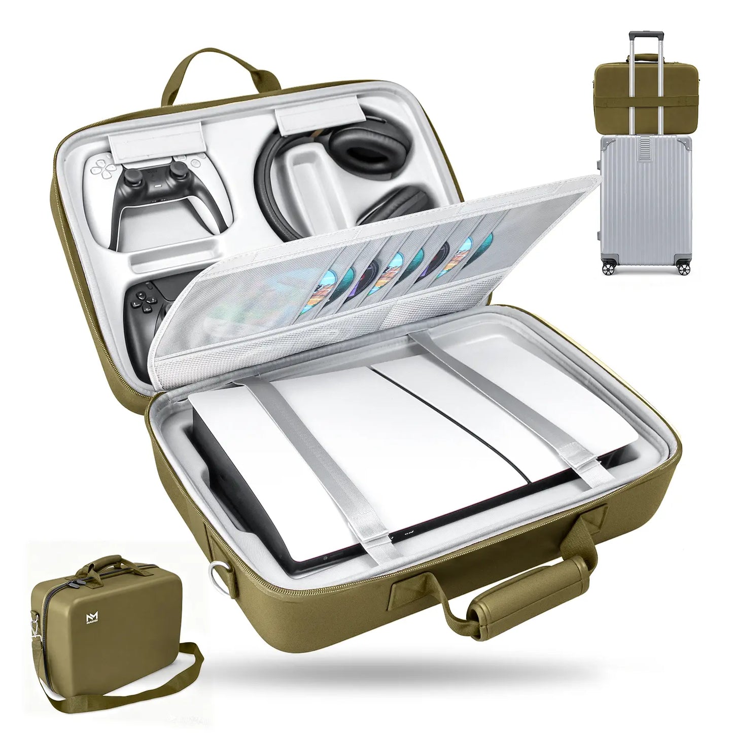 PS5 Hard Shell Carrying Case - Waterproof and Shockproof Travel Bag for PS5 Slim & Standard Consoles, Controllers, Headset, Game Discs, and Accessories - Ideal Gift for Gamers