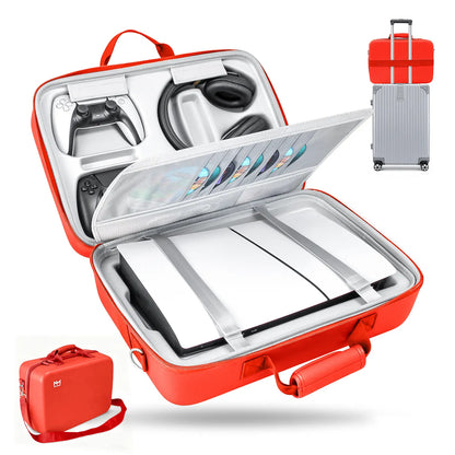 PS5 Hard Shell Carrying Case - Waterproof and Shockproof Travel Bag for PS5 Slim & Standard Consoles, Controllers, Headset, Game Discs, and Accessories - Ideal Gift for Gamers
