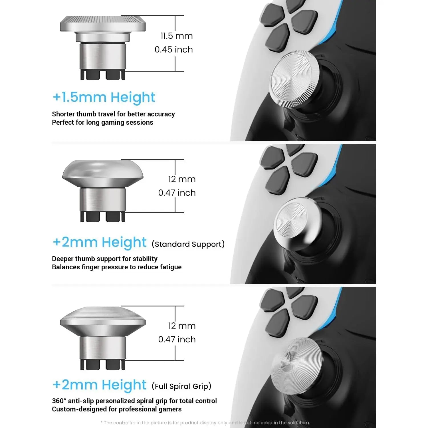 Metal Thumbsticks and Paddles Replacement Kit for PS5 DualSense Edge Controller - Includes 6 Analog Joysticks and 4 Buttons