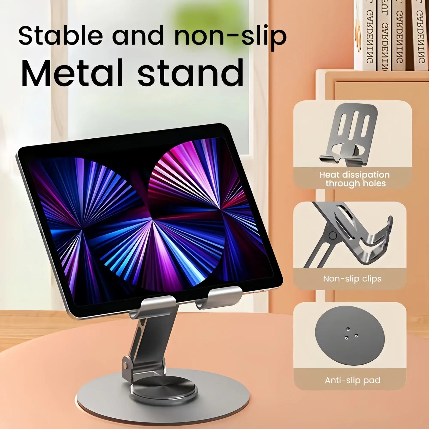 Adjustable 360° Rotating Phone Stand - Metal Foldable Desktop Holder for Home, Office, and Travel - Durable Design and Excellent Gift Option