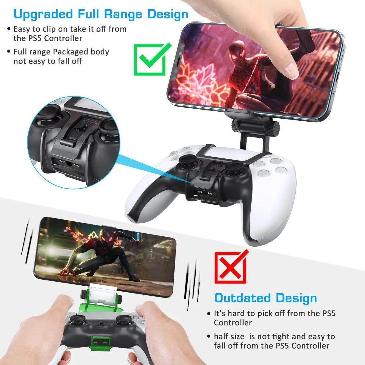OIVO Adjustable Phone Mount Clip for PS5 Controller – Portable Mobile Gaming Holder for PlayStation 5 DualSense Controller, Ideal for Remote Play and On-the-Go Gaming Setup