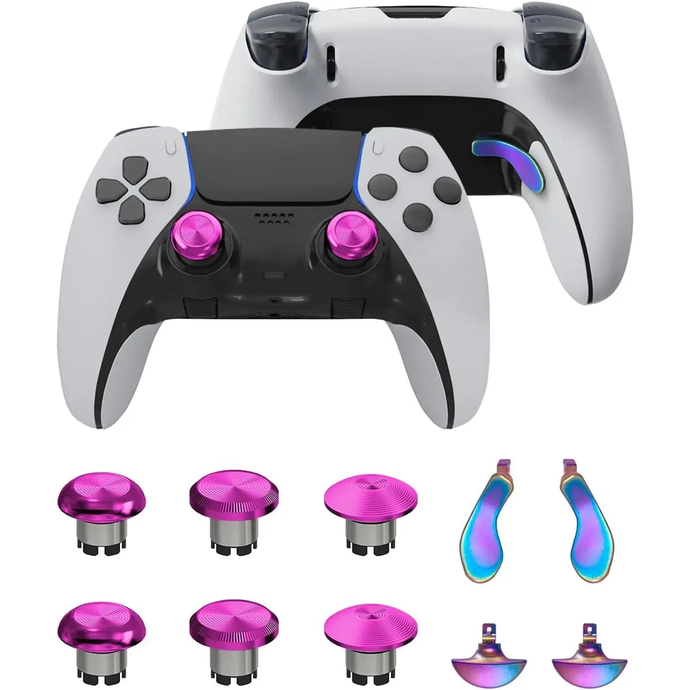 Metal Thumbsticks and Paddles Replacement Kit for PS5 DualSense Edge Controller - Includes 6 Analog Joysticks and 4 Buttons