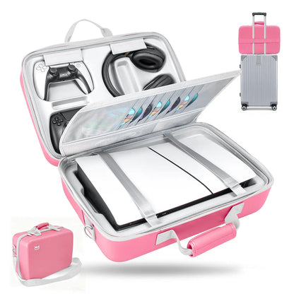 PS5 Hard Shell Carrying Case - Waterproof and Shockproof Travel Bag for PS5 Slim & Standard Consoles, Controllers, Headset, Game Discs, and Accessories - Ideal Gift for Gamers