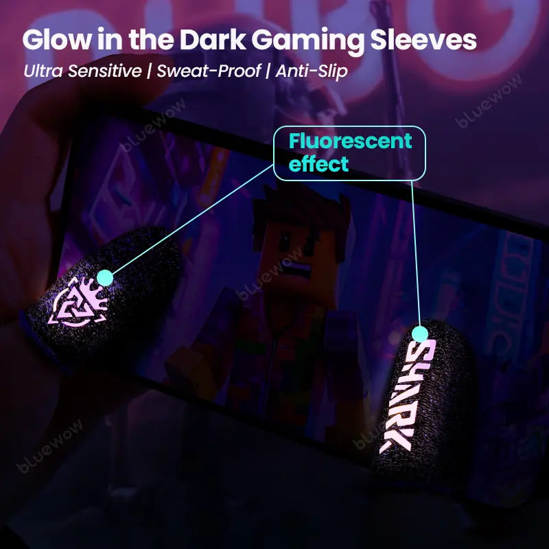 Bluewow Sharkking Silverfiber Mobile Gaming Finger Sleeves (20-Pack) - 0.3mm Ultra-Soft Thin Fabric, High-Sensitivity, Sweat-Proof, Compact Accessories for Smartphone Gamers