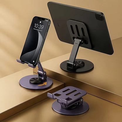 Adjustable 360° Rotating Phone Stand - Metal Foldable Desktop Holder for Home, Office, and Travel - Durable Design and Excellent Gift Option