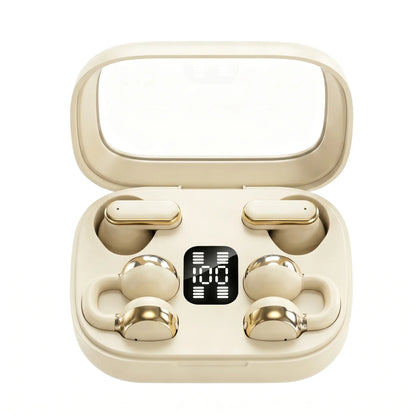 FLUFFDRIP Q10 Open-Ear Clip-On Wireless Earbuds - 2-Pair Pack with LED Digital Display Charging Case, Touch Controls, and Designed for Fitness & Running