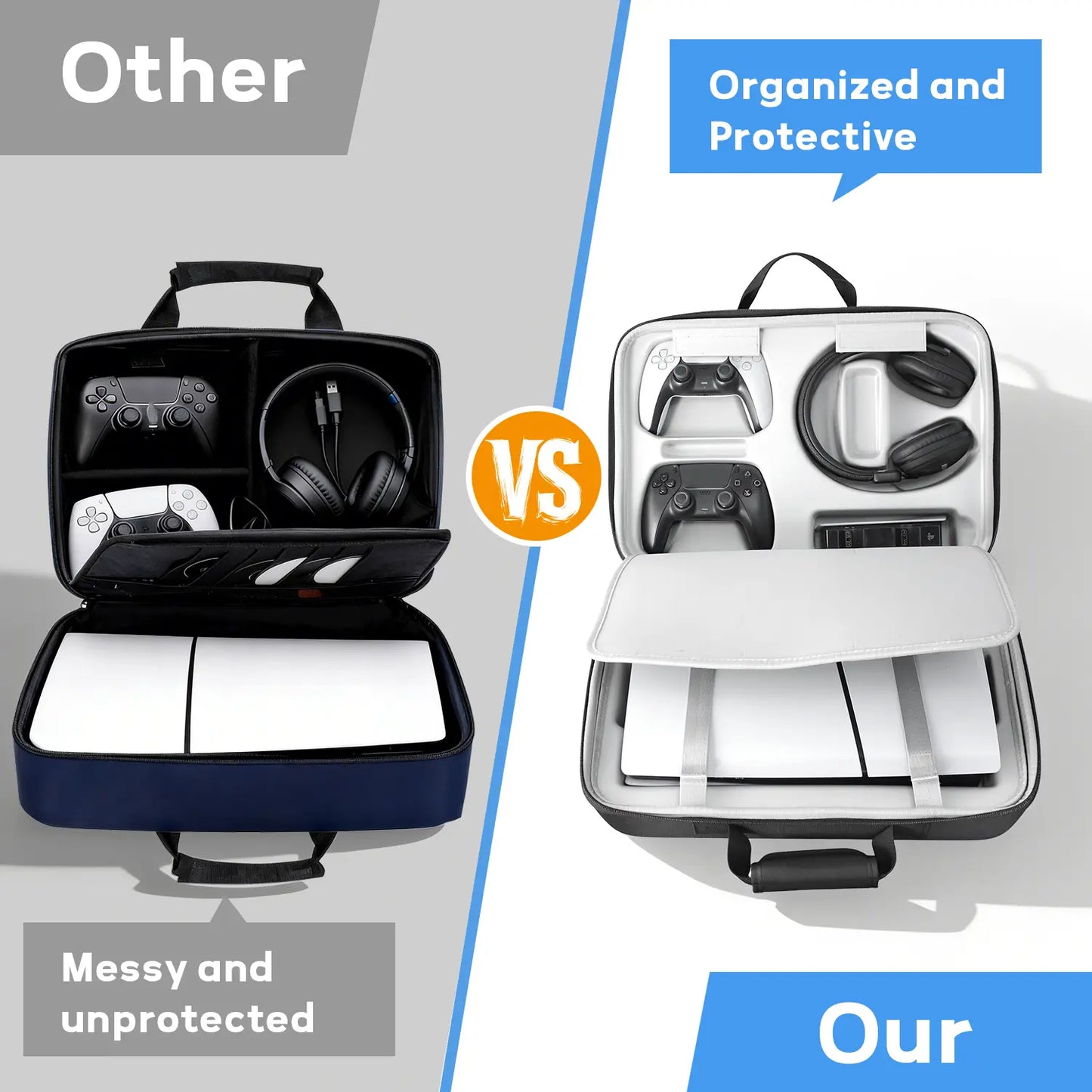 PS5 Hard Shell Carrying Case - Waterproof and Shockproof Travel Bag for PS5 Slim & Standard Consoles, Controllers, Headset, Game Discs, and Accessories - Ideal Gift for Gamers