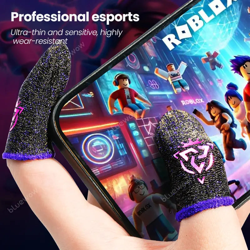 Bluewow Sharkking Silverfiber Mobile Gaming Finger Sleeves (20-Pack) - 0.3mm Ultra-Soft Thin Fabric, High-Sensitivity, Sweat-Proof, Compact Accessories for Smartphone Gamers